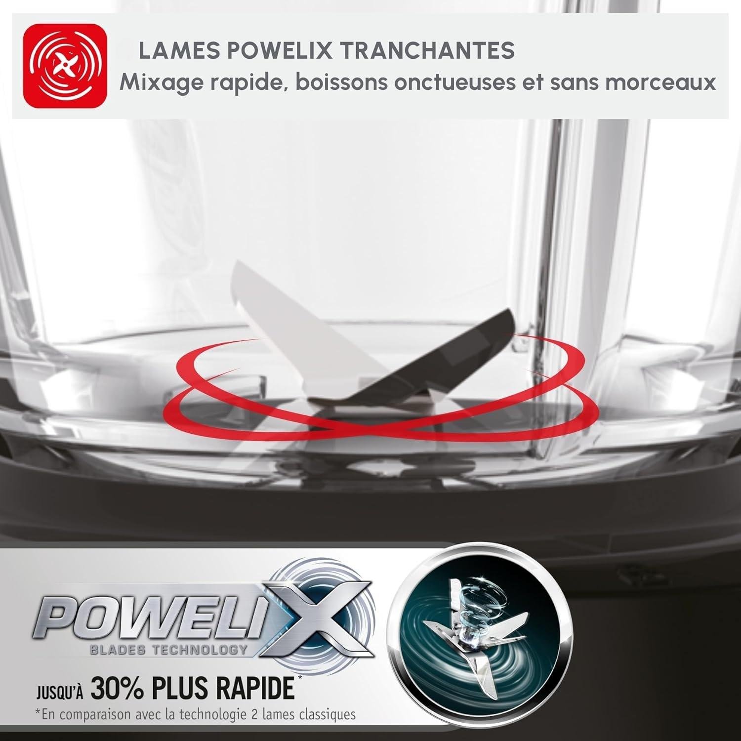 خلاط كهربائي بوعاء زجاجي بسعة 1.75 لتر وقوة 800 واط مع سرعتين ووظيفة النبض (Pulse) – Moulinex BlendForce Glass LM435810 - الصورة 5