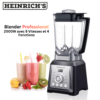 Blender Mixeur Professionnel 2000W 2L 32000 tr/min - 8 vitesses avec 4 programmes - Fonction Ice Crush - Heinrich's HPM 8160