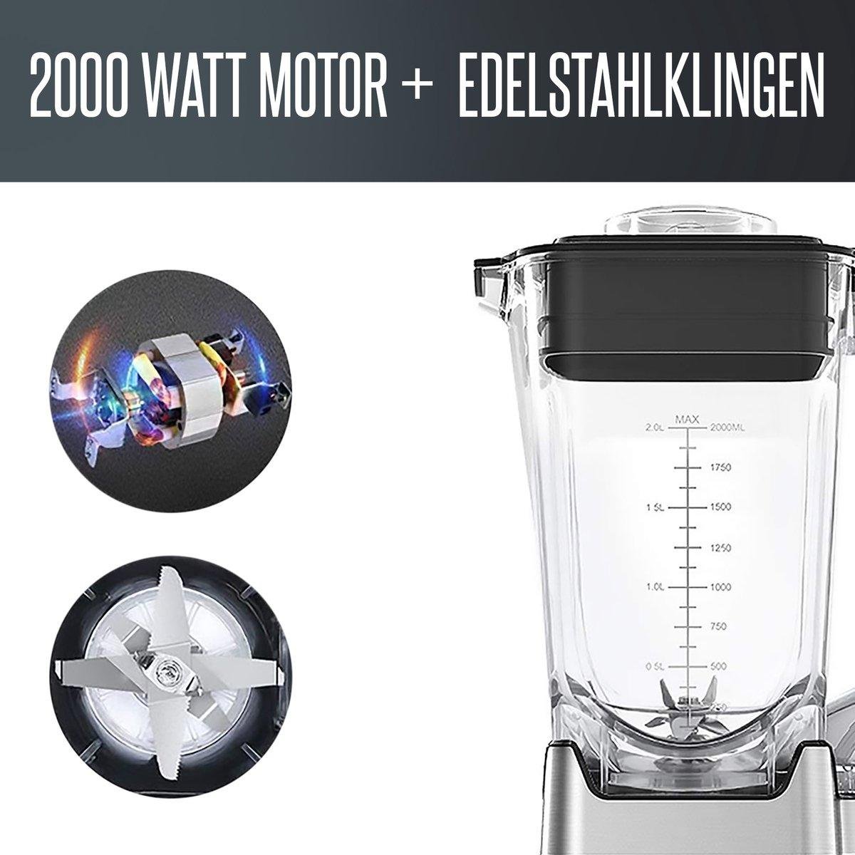 Blender Mixeur Professionnel 2000W 2L 32000 tr/min - 8 vitesses avec 4 programmes - Fonction Ice Crush - Heinrich's HPM 8160 – Image 3