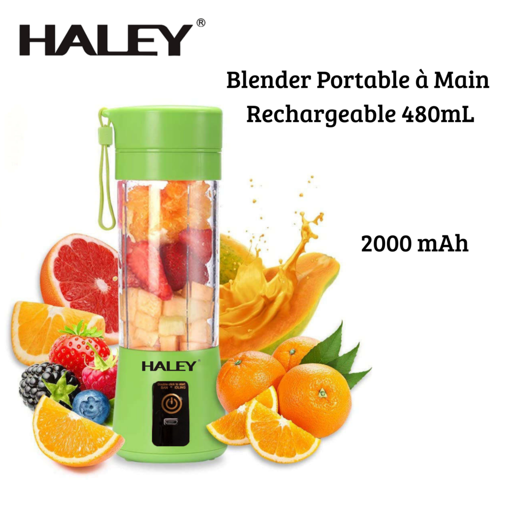 Blender Mixeur Portable À Main 480mL Sans Fil - Rechargeable Avec Batterie 2000mAh - Haley HY2950
