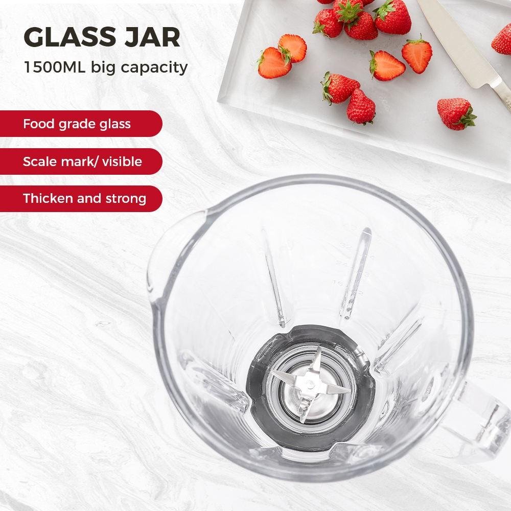 Blender Mixeur Électrique 2EN1 650W 1.5L en Verre avec Moulin - 6 Vitesses + Fonction Ice Crush - Slivers Criest SC-Y6601 – Image 4