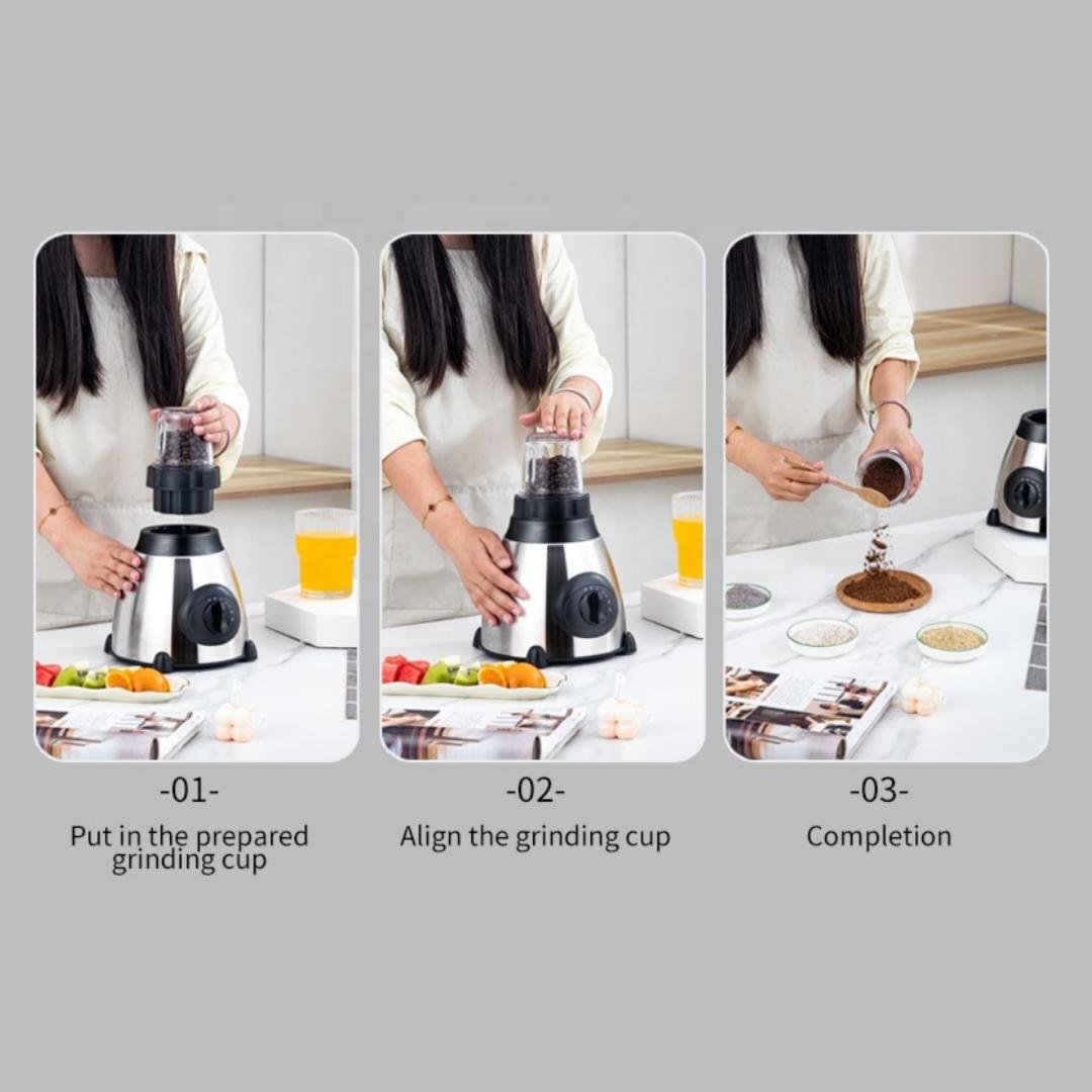 Blender Mixeur Électrique 2EN1 650W 1.5L en Verre avec Moulin - 6 Vitesses + Fonction Ice Crush - Slivers Criest SC-Y6601 – Image 6