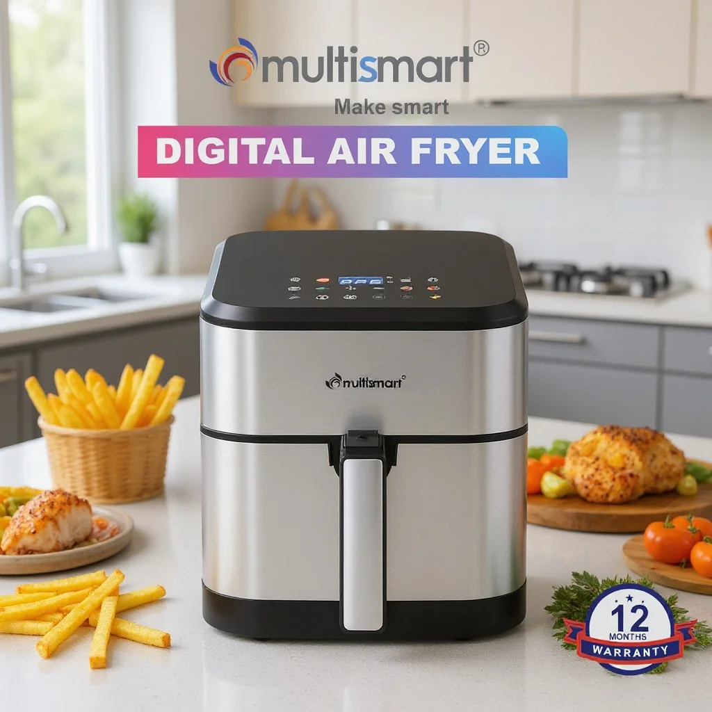 Friteuse Air fryer sans huile 8L 1800W INOX avec 10 Programmes et Écran Digital Multismart MS-AF3248 – Image 4