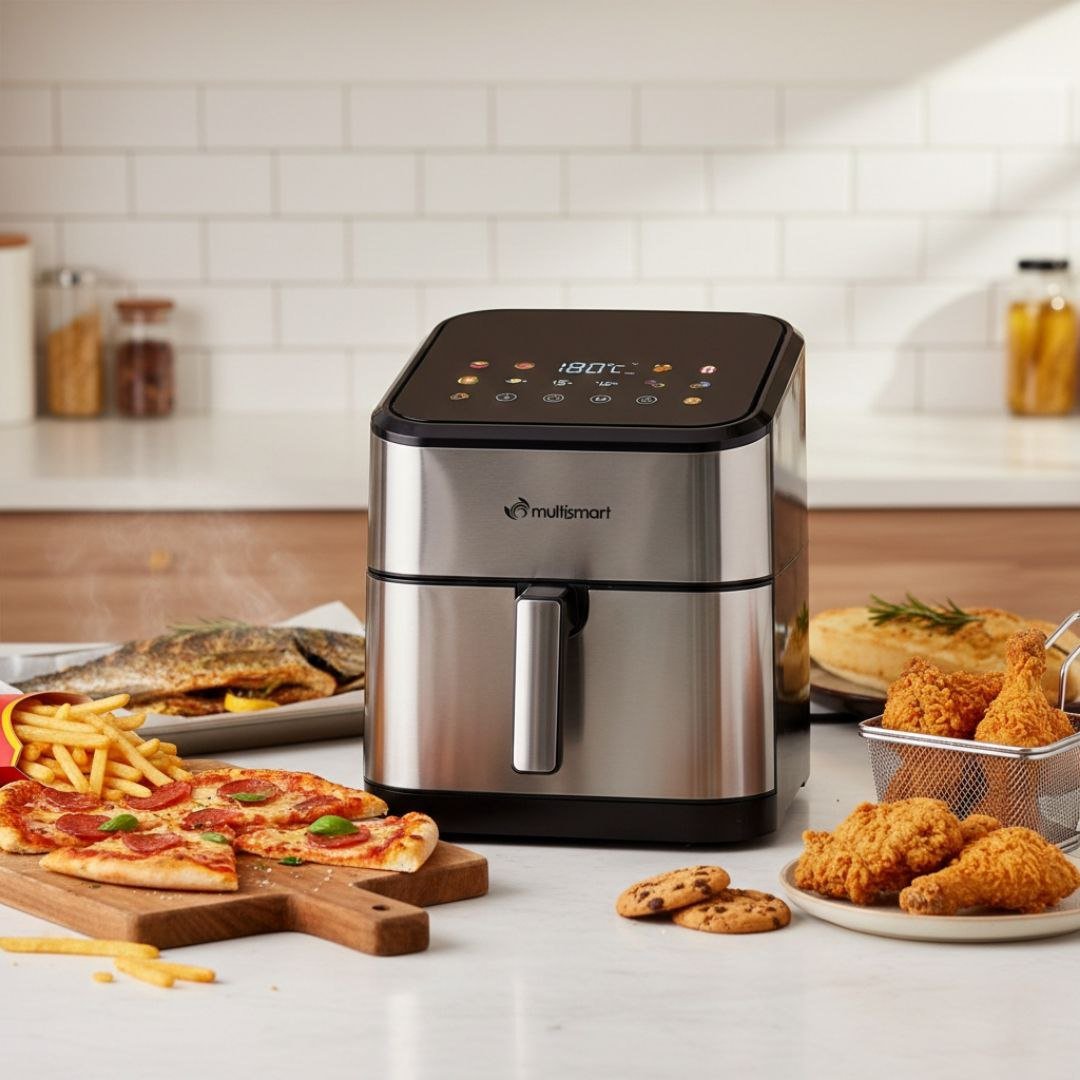 Friteuse Air fryer sans huile 8L 1800W INOX avec 10 Programmes et Écran Digital Multismart MS-AF3248 – Image 2