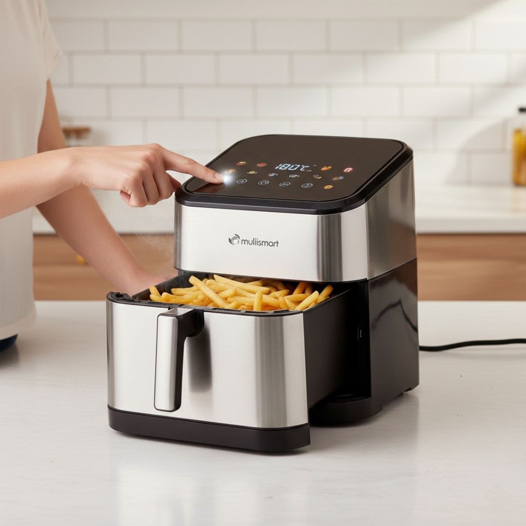 Friteuse Air fryer sans huile 8L 1800W INOX avec 10 Programmes et Écran Digital Multismart MS-AF3248 – Image 5