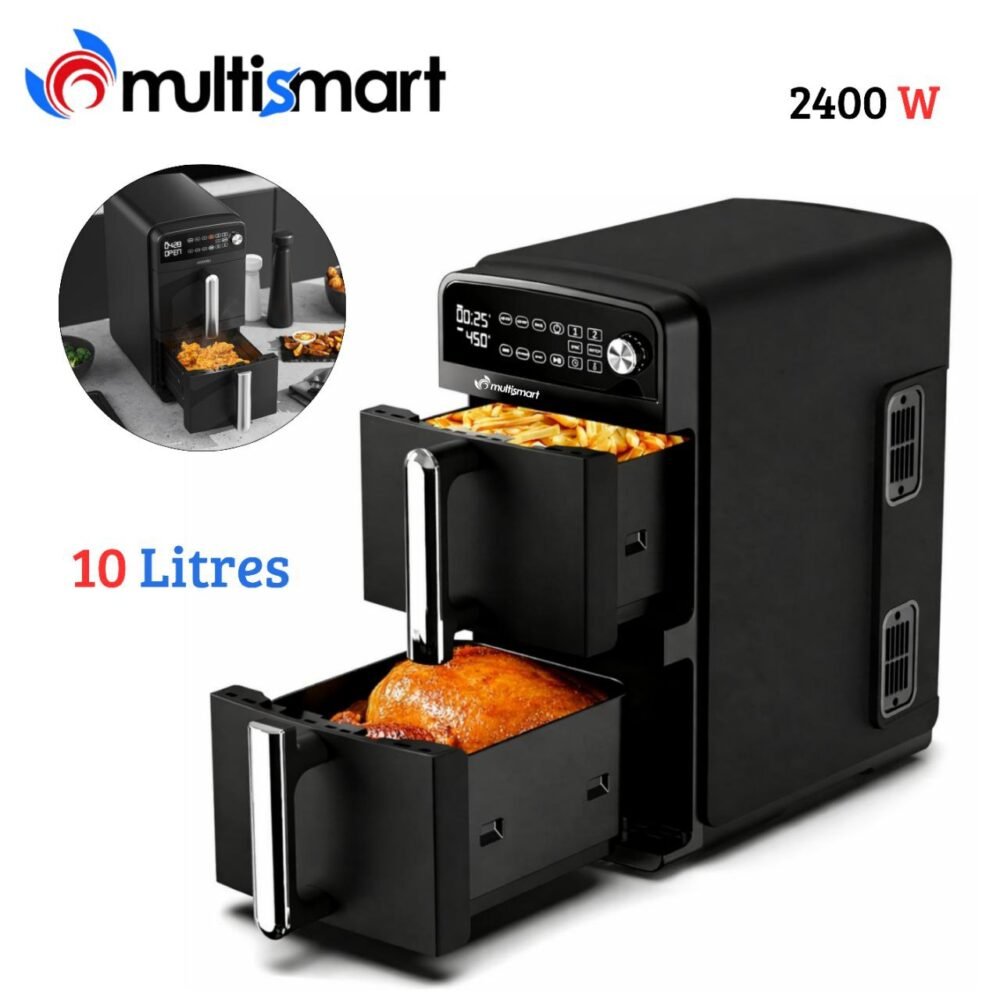 Friteuse Air fryer sans Huile Double Stack 10L 2400W Dual Zone Multismart MS-AF2110