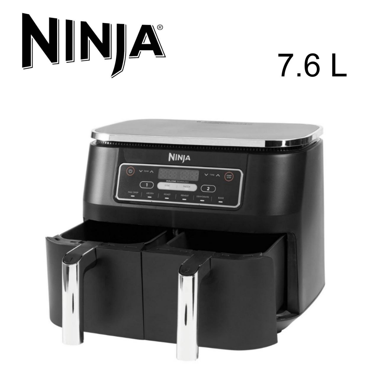 مقلاة هوائية بدون زيت 7.6 لتر 2470 واط مزدوجة باللمس 6 برامج - Ninja Foodi Dual Zone AF300EU