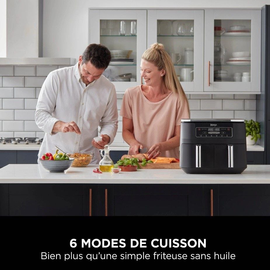 مقلاة هوائية بدون زيت 7.6 لتر 2470 واط مزدوجة باللمس 6 برامج - Ninja Foodi Dual Zone AF300EU - الصورة 2