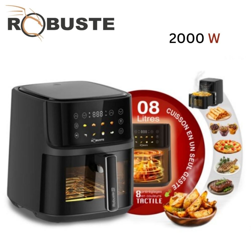 Friteuse Air Fryer sans huile 8L 2000W a air - 8 Programmes Tactile - Robuste AF8