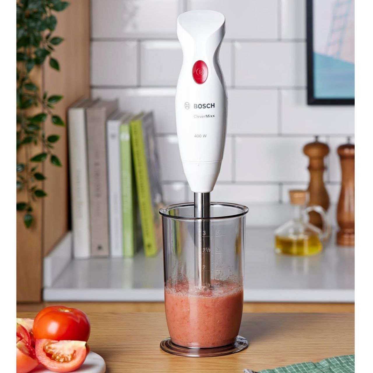 خلاط يدوي من الفولاذ المقاوم للصدأ بقوة 400 واط مع 4 شفرات – BOSCH CleverMixx MSM24100 (صُنع في سلوفينيا) - الصورة 2