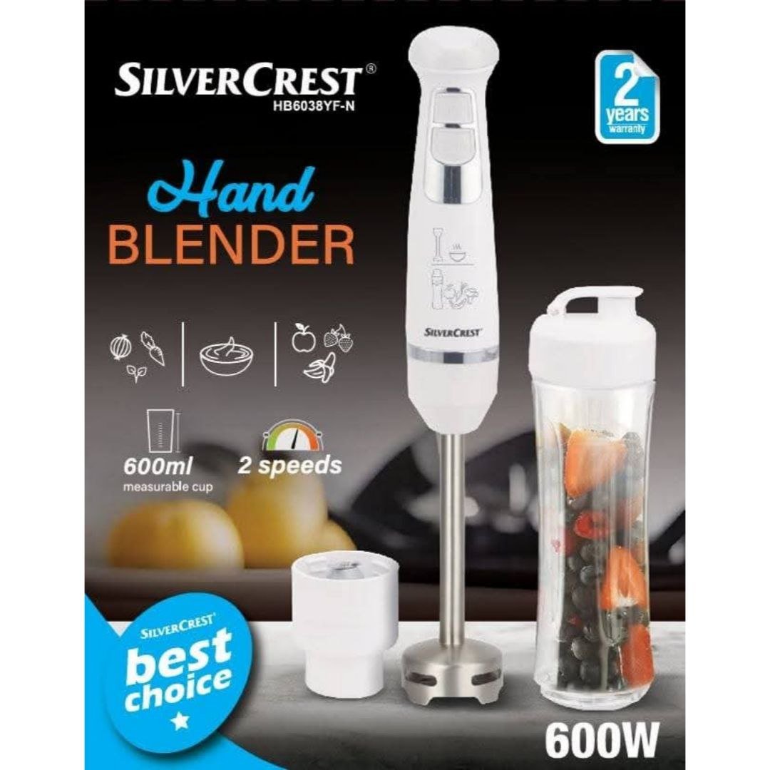 Bras Mixeur Avec Mini Blender 2en1 600W 2 Vitesses avec Verre Doseur 0.6L SilverCrest HB6038YF-N – Image 6
