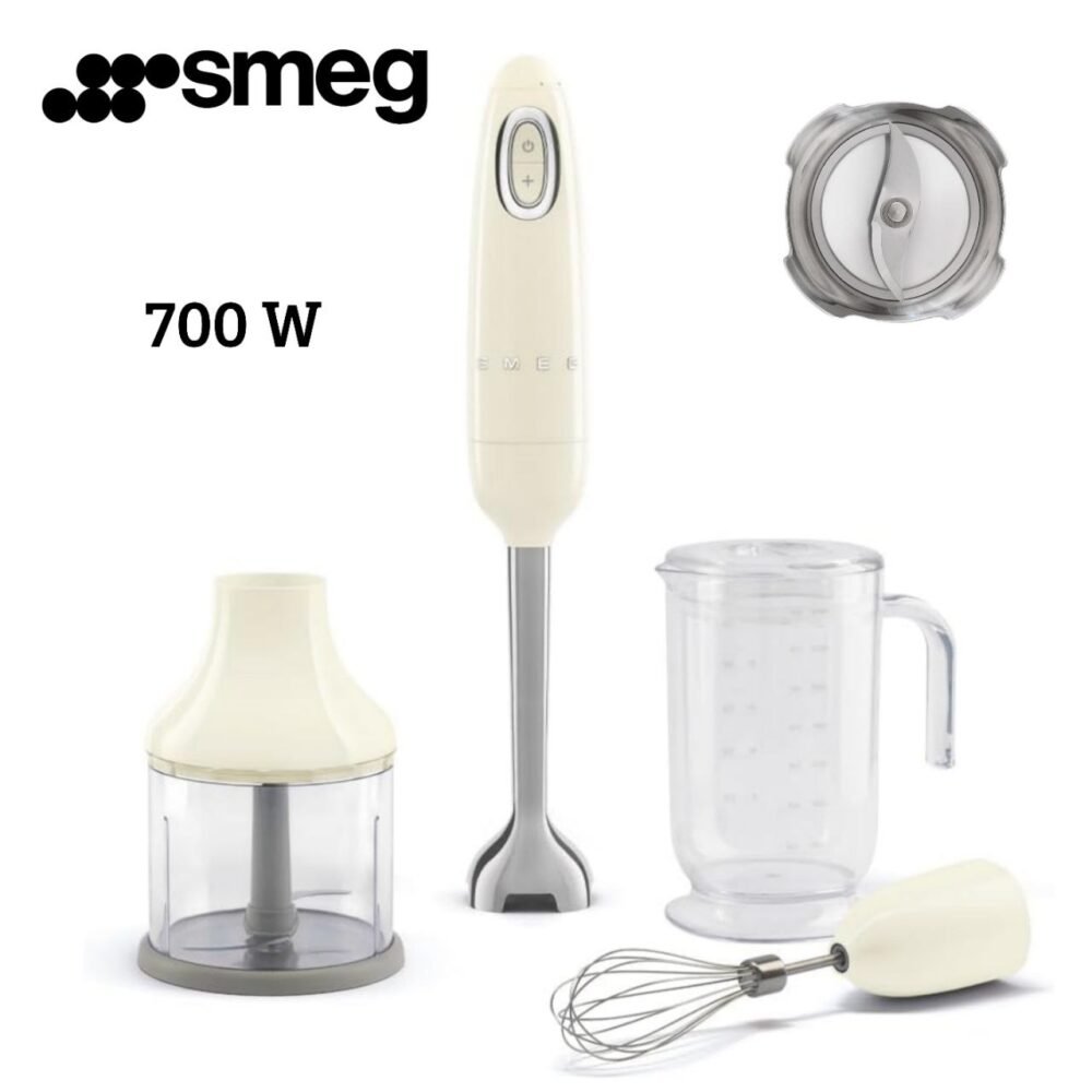 Bras Mixeur Plongeant 3en1 700W avec Vitesses Variable et Turbo - Esthétique Années 50 Créme - SMEG HBF03CREU