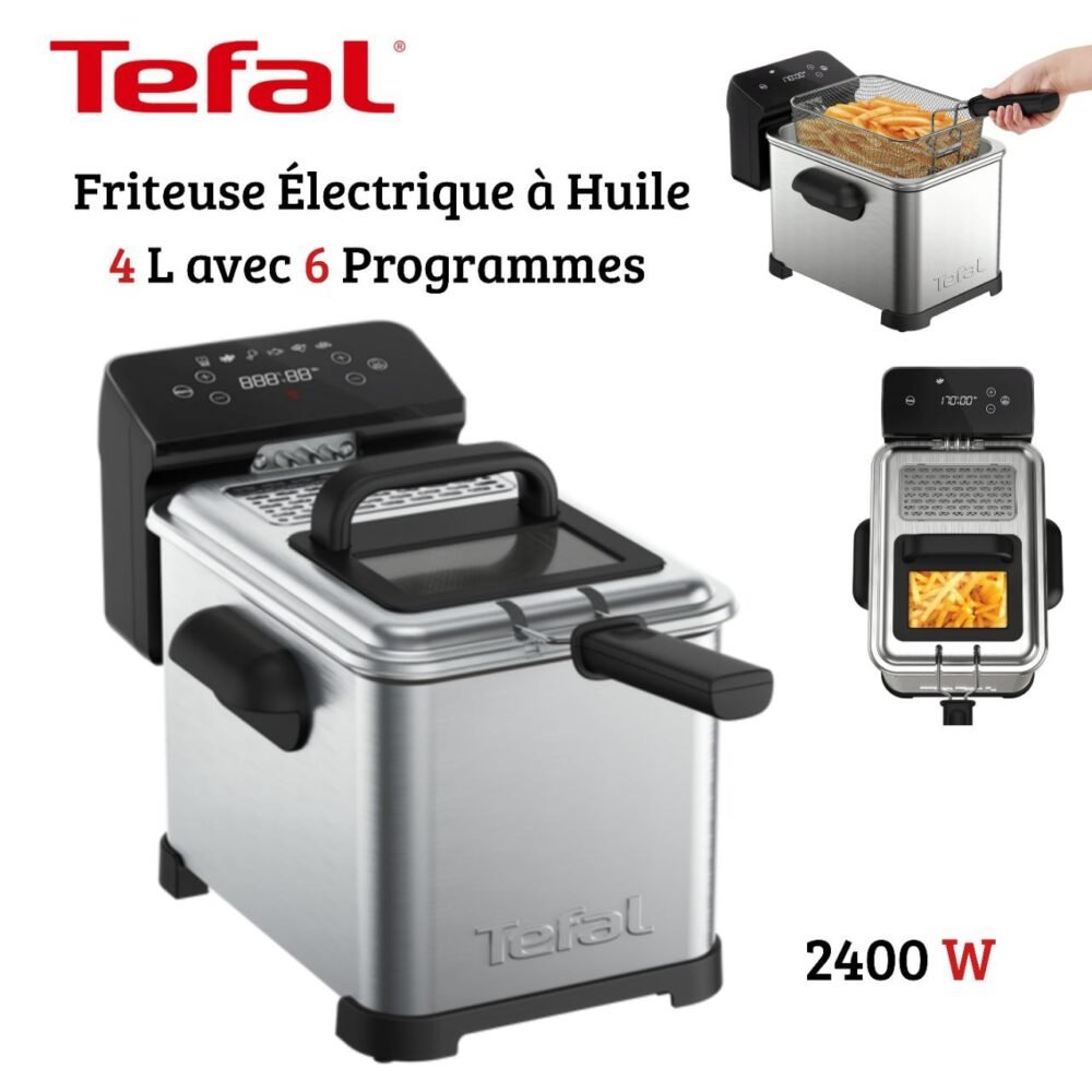 Friteuse Électrique à huile 4L 1.3KG 2400W avec 6 Programmes Tactile En Inox - Tefal FR507D10