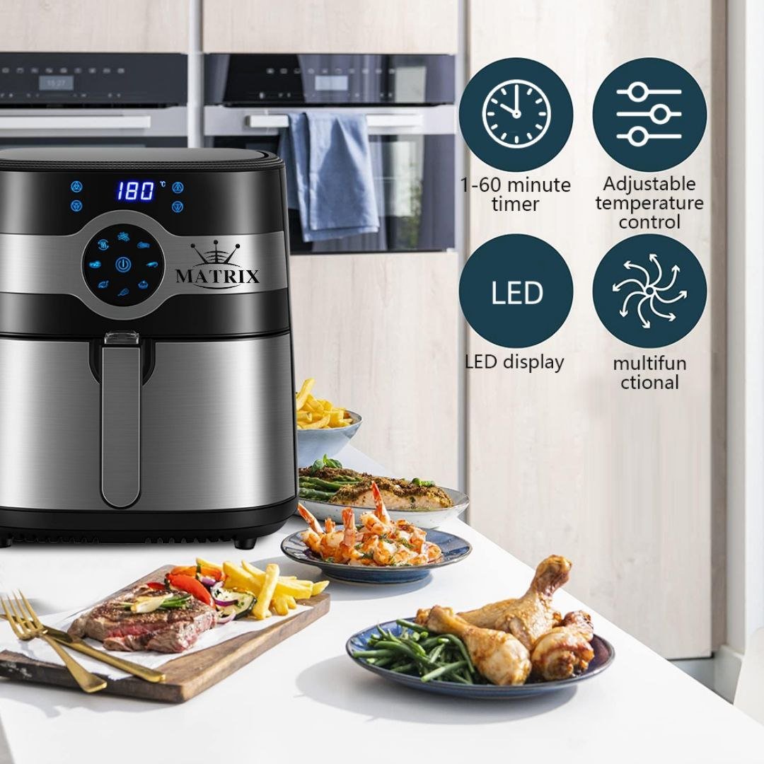 Friteuse Air Fryer sans huile 8L 1800W 8 Programmes Tactile Inox - Matrix MX-821 – Image 6