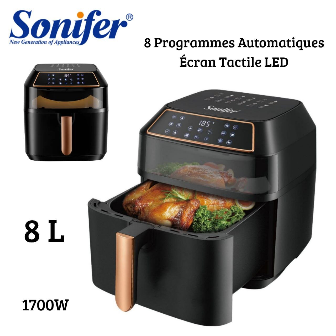 Friteuse Air Fryer 8L 1700W sans huile 8 Programmes avec Écran Tactile LED - Sonifer SF-1030