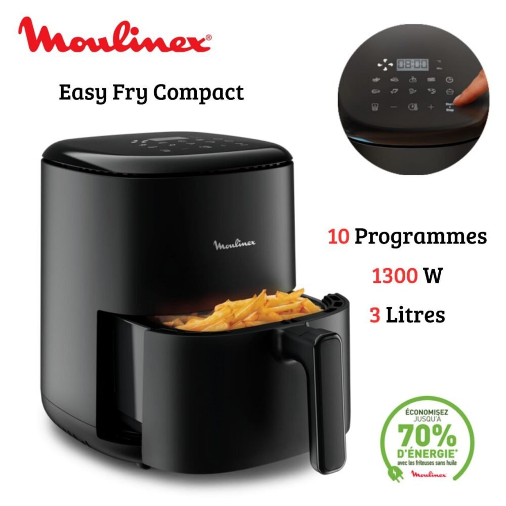 Friteuse sans huile 3L 1300W 10 Programmes avec Écran Tactile - Moulinex Easy Fry Compact EZ145820