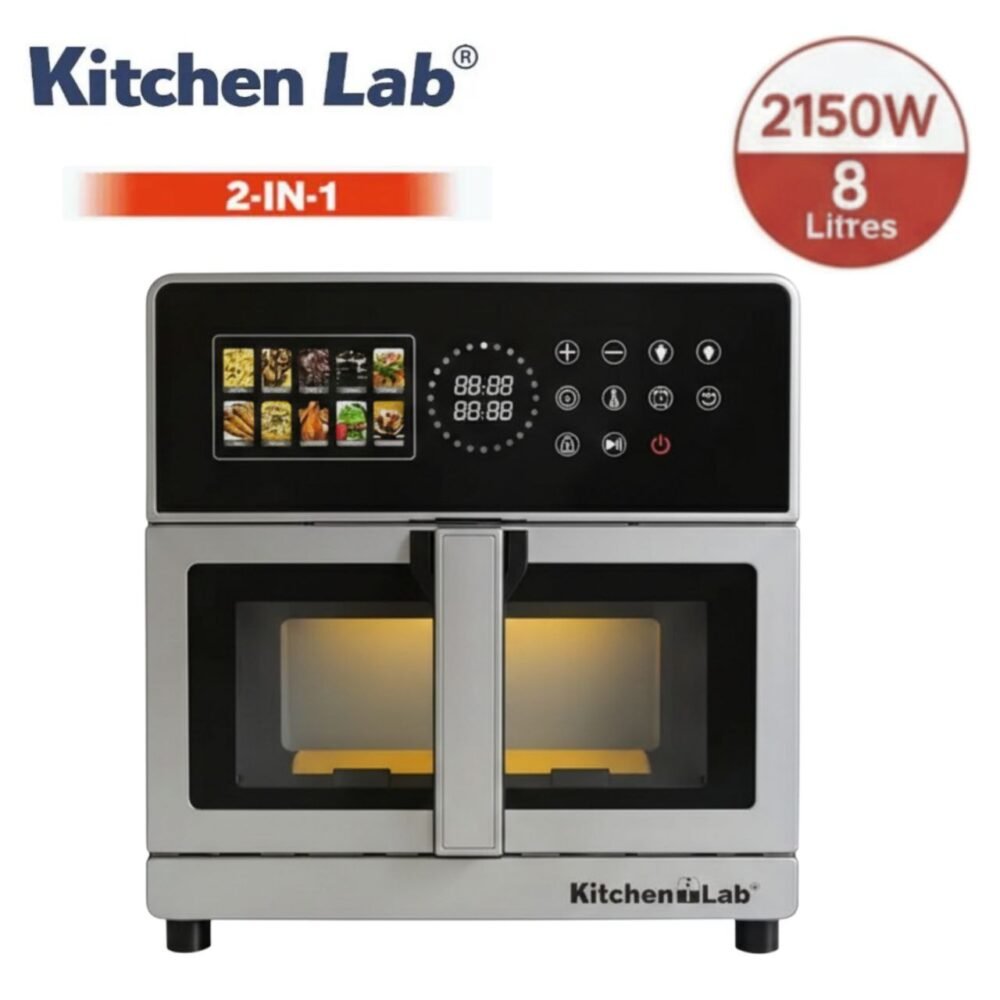 Friteuse sans huile 2En1 Inox 8L 2150W 10 Programmes avec Double Résistance - KitchenLab Easy Fry & Grill KL101DUW
