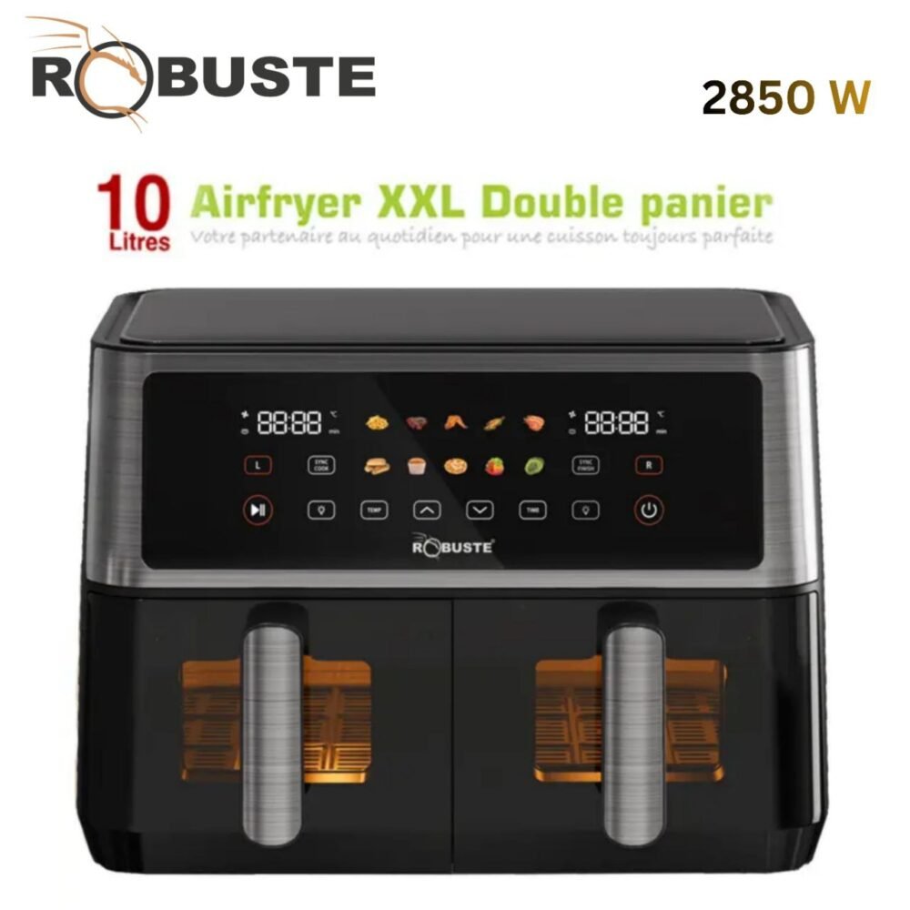 Friteuse sans huile 10L Double Bacs 2850W Tactile avec Fenêtre Visible - Air Fryer Robuste AF10