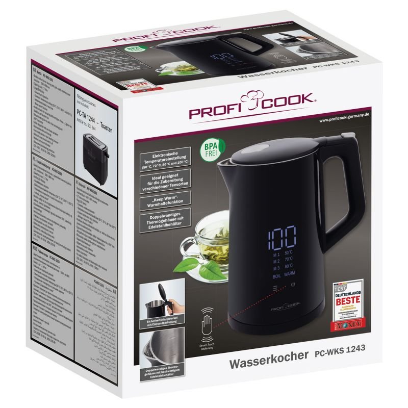 Bouilloire Électrique Sans Fil Tactile 2200W 1.7L Avec Control De Température - Proficook PC-WKS 1243 – Image 8