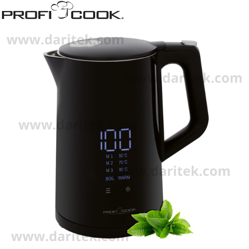 Bouilloire Électrique Sans Fil Tactile 2200W 1.7L Avec Control De Température - Proficook PC-WKS 1243