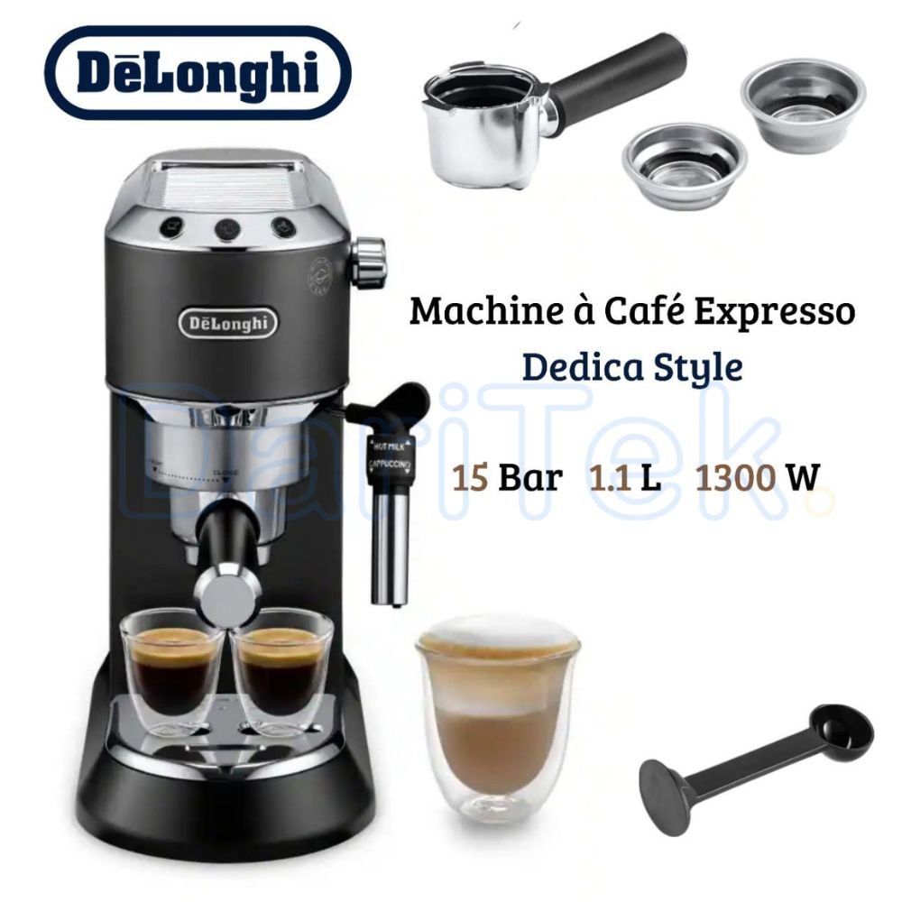Machine à Café Espresso DELONGHI 15 bars 1300W 1.1 Litres - Dedica Style EC685.BK
