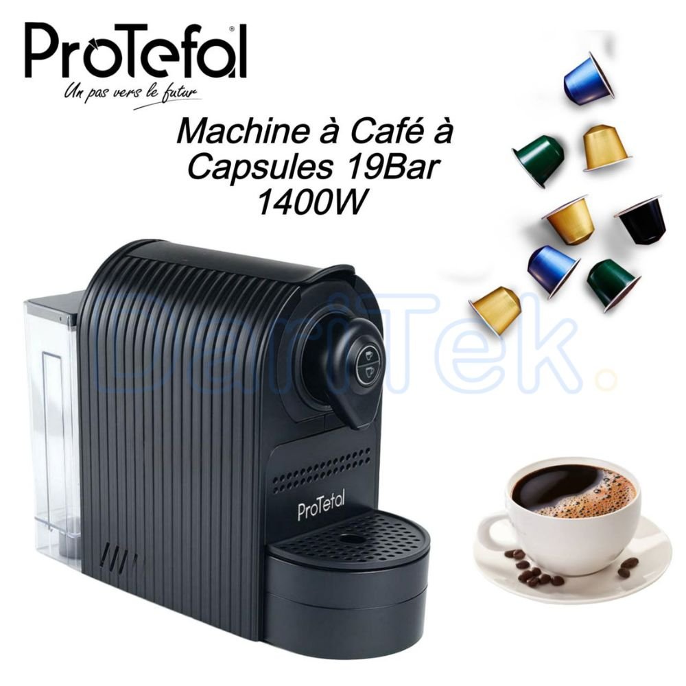 Machine À Café Protefal À Capsules 1400W 19Bar 700ml - Noir EM-201C