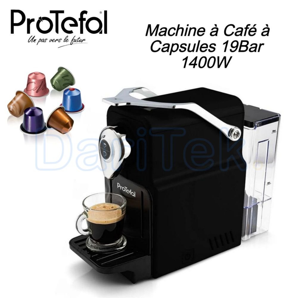 Machine À Café Protefal À Capsules 1400W 19Bar 700ml - Noir EM-101C