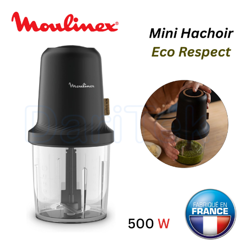 Hachoir Electrique 500 W 500 ml avec 2 Lames écologique - Moulinex Eco Respect AT80E810