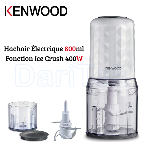 Hachoir Électrique 400 W 800 ml 4 Lames avec 2 Vitesses et Fonction Ice Crush - Kenwood CHP40.000WH