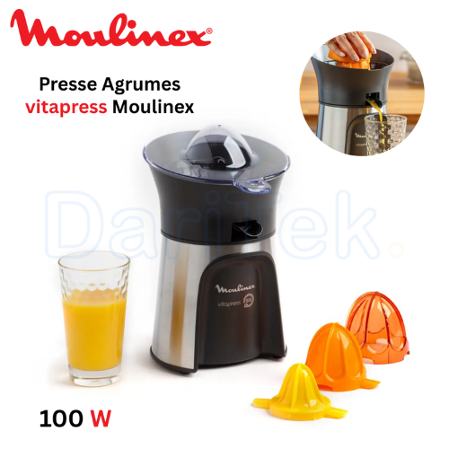 Presse Agrumes Electrique Moulinex en Inox 100 W 3 Cônes - Vitapress PC603D10
