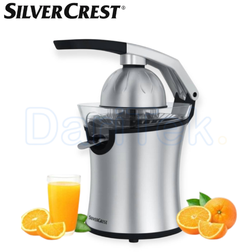 Presse Agrumes Électrique SilverCrest en Inox 160 W avec 2 Cônes et Bec Verseur Anti Goutte - JC-203