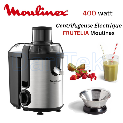 Centrifugeuse Électrique Moulinex FRUTELIA PLUS en Inox 400 W 2 Vitesses 950 mL - JU420D10
