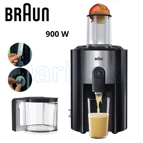 Centrifugeuse Electrique Braun 900W 02 Vitesses avec Réservoir à Pulpe 02 L pour Fruits et Légumes - Identity Collection J500
