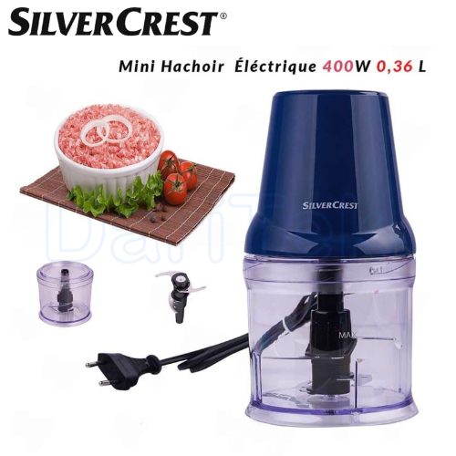 Hachoir Electrique 400W 4 Lames 0.5L (0.36L utile) - SilverCrest MC393-GS