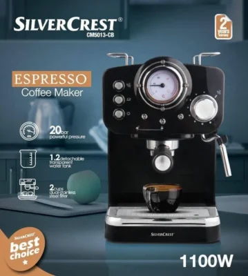 Machine a Café Expresso SilverCrest 20 Bars 1100W 1.2L Poudre et cappuccino - Vintage CM5013-CB DariTek