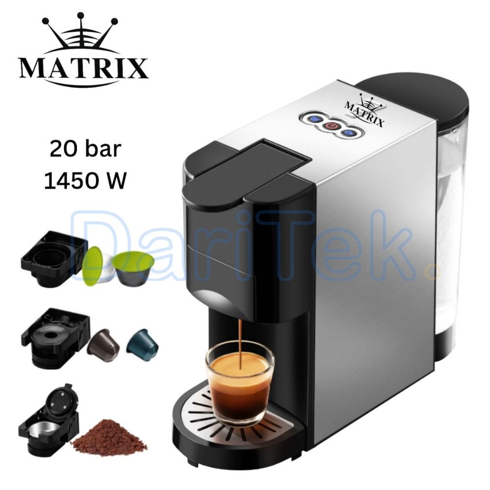 Machine À Café 3 En 1 Matrix - Multi capsules et Poudre 20 Bar 1450 W en Inox - MX-513