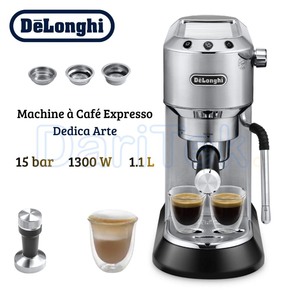 Machine à Café Expresso DeLonghi Dedica Arte 15 bars 1.1 Litres 1300W avec Buse Vapeur Lait - EC885.M