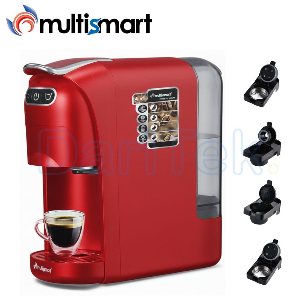 Machine à Café 4 EN 1 Multismart - 1400 W 20 Bars Poudre Et Capsule - MS-CF2102 Rouge