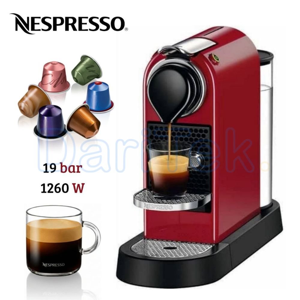 Machine À Café Nespresso Citiz à Capsules 1260W 19 Bars avec Reservoir 1 Litre - C113 Cherry Red