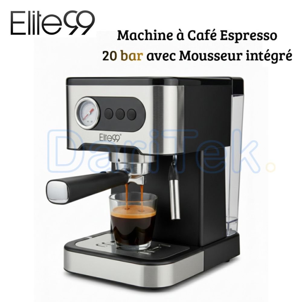 Machine à Café Espresso Elite99 - 20 Bar 1350W Poudre avec Mousseur intégré - ELT-3350