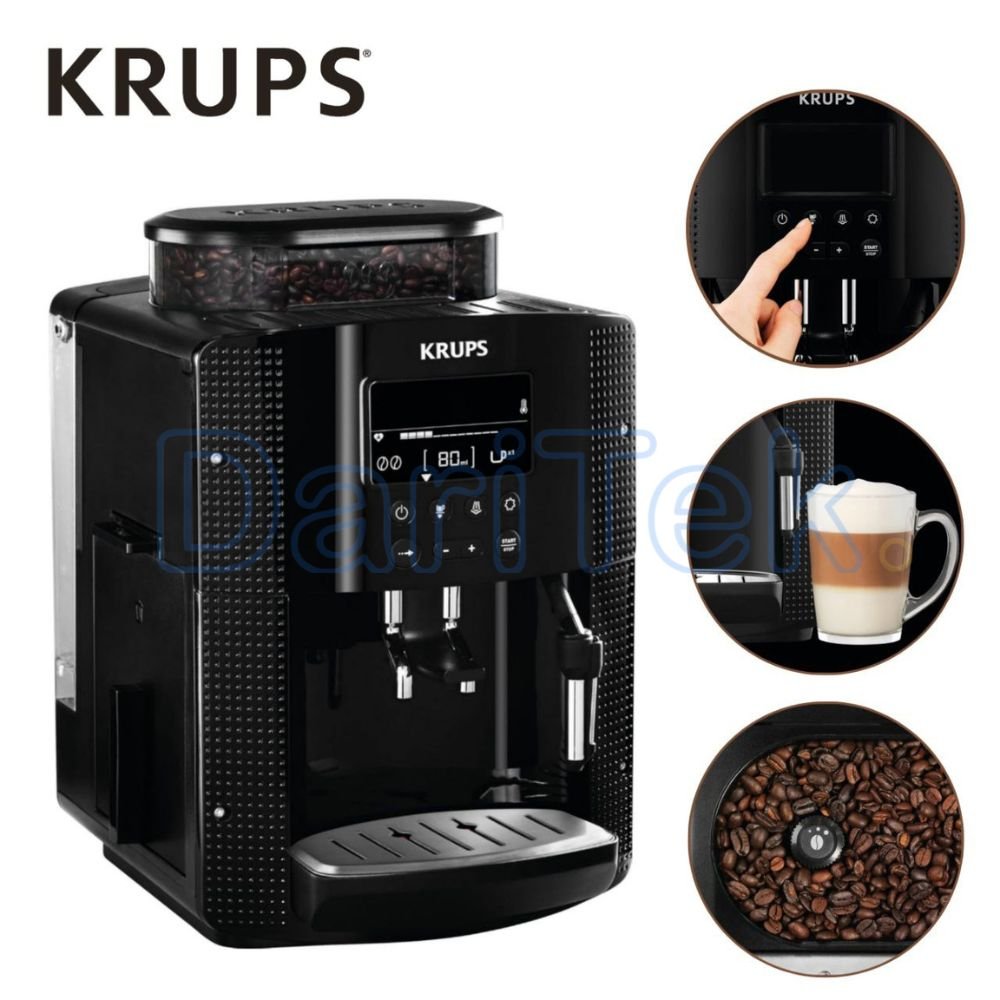 Machine À Café Espresso Krups Automatique 15Bars 1.7L Avec Broyeur À Grains 3 Niveaux Et Buse Vapeur - Essential EA8100 SERIES EA815070