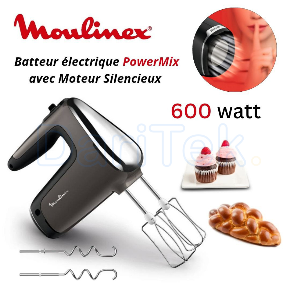 Batteur Électrique À Main 600W Silencieux -  Moulinex PowerMix Silence HM650E10