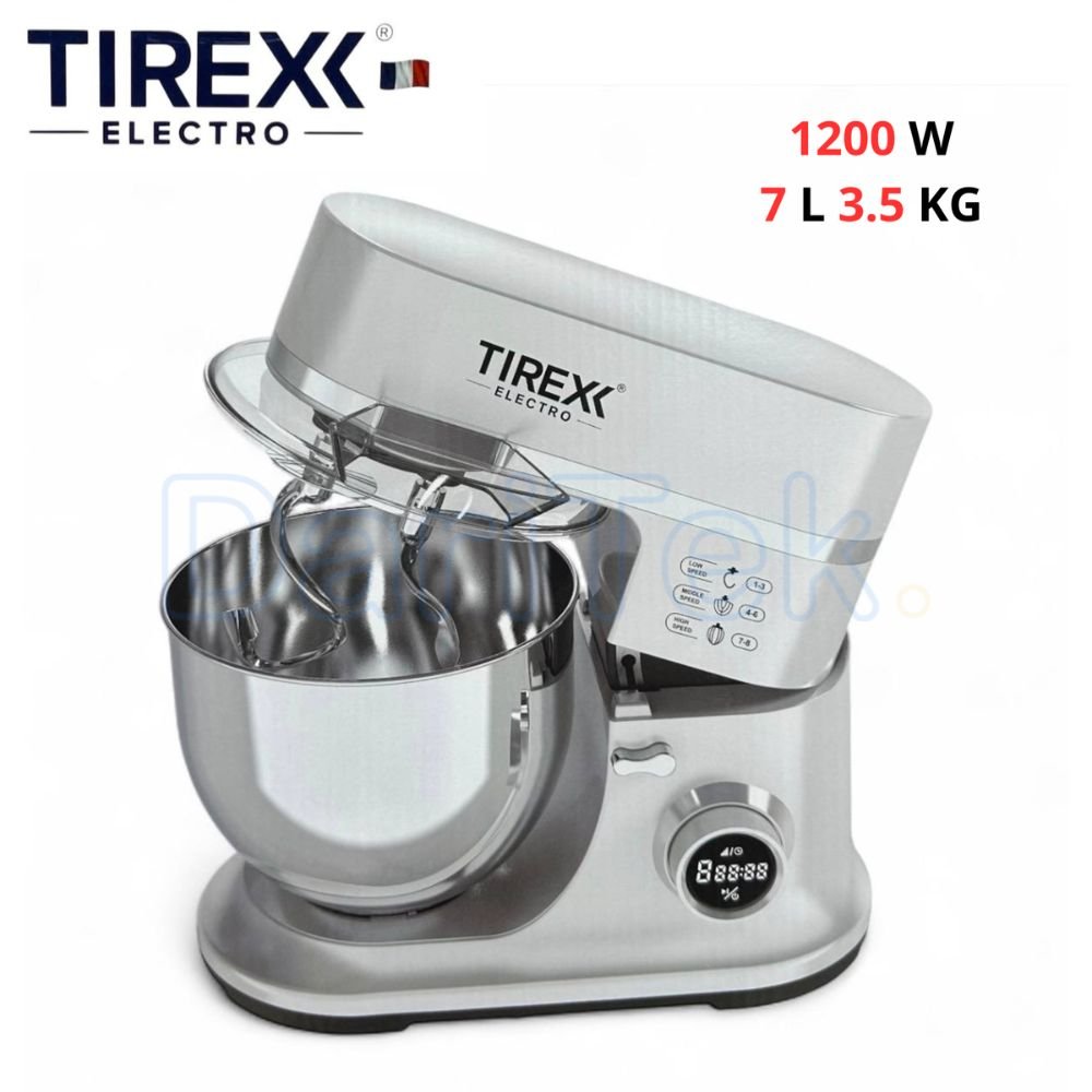 Robot Pétrin Double Crochet Multifonction 1200W 7L 3.5KG - Tirexx PTR90GS