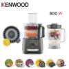 روبوت مطبخ متعدد الوظائف 800 واط، بوعاء 2.1 لتر، مع عدة ملحقات - Kenwood MultiPro Compact FDP31.360GY DariTek