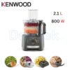 روبوت مطبخ متعدد الوظائف 800 واط بوعاء 2.1 لتر بسرعتين مع شفرات من الفولاذ المقاوم للصدأ و4 ملحقات - Kenwood MultiPro Compact FDP31.020GY DariTek