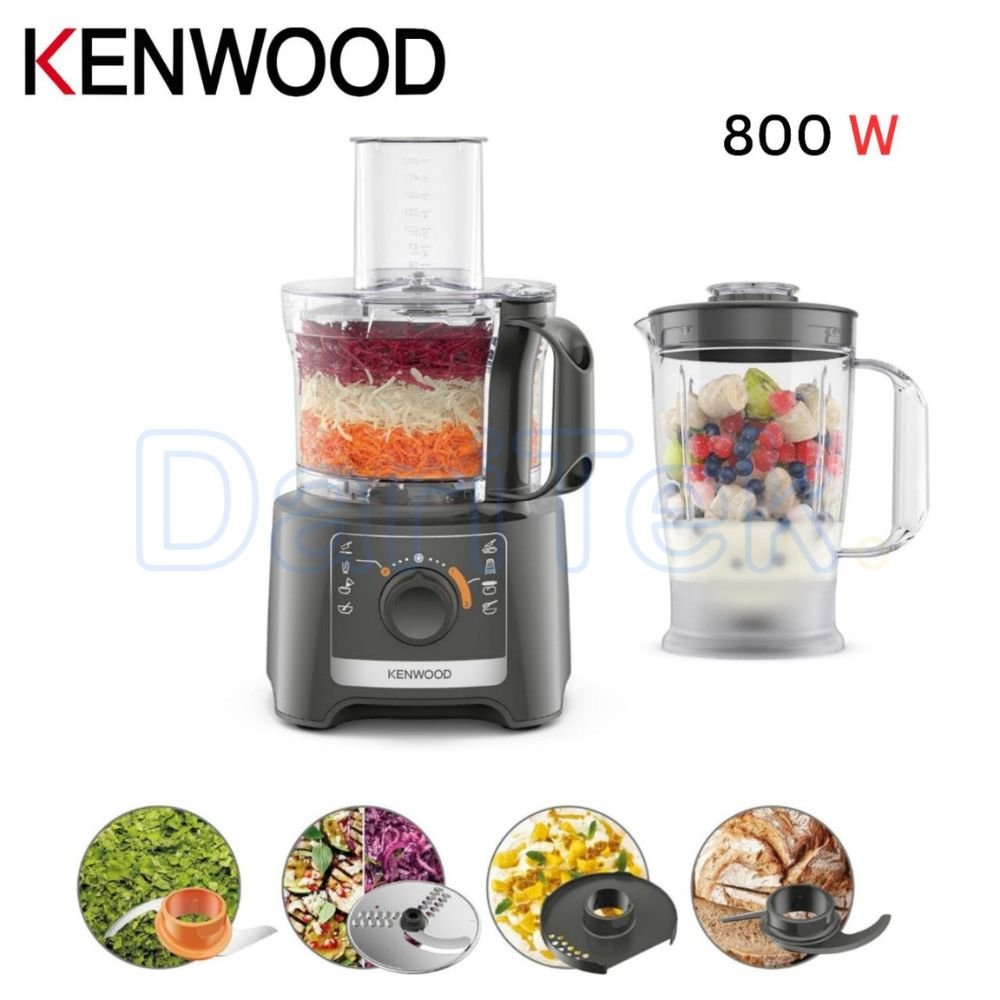 Robot De Cuisine Multifonction 800W Bol 2.1 L  Avec Blender 1.2 L - Kenwood MultiPro Compact FDP31.170GY