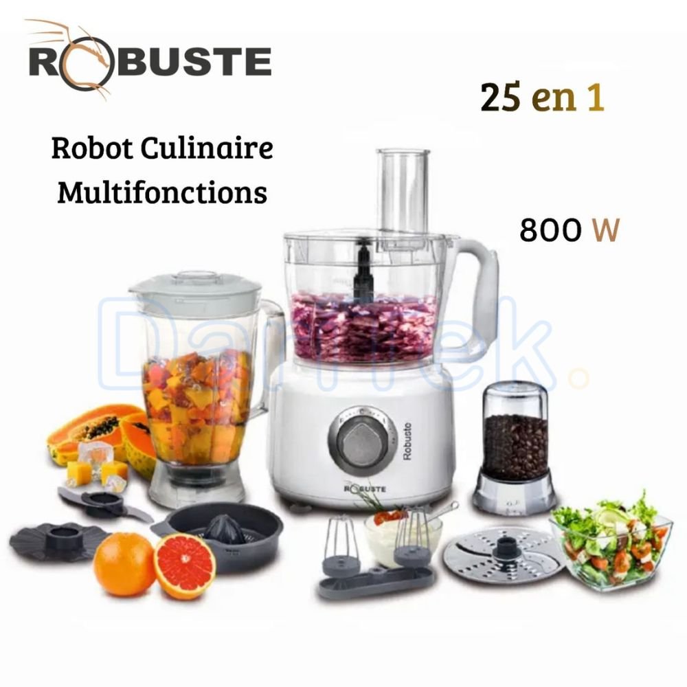 Robot Multifonction De Cuisine 7 Accessoires 25 Fonctions 800W Avec Bol 1.2L - Robuste 25F
