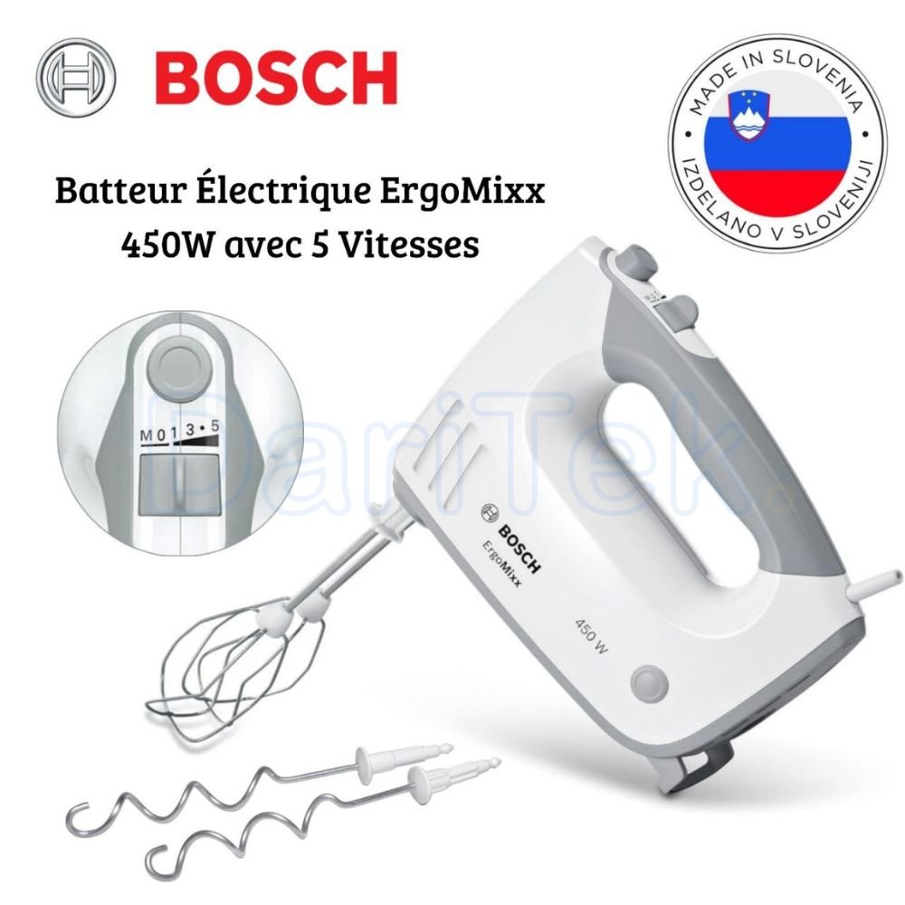 Batteur Électrique 450W avec 5 Vitesses Bosch ErgoMixx MFQ36400 - Made in Slovenia