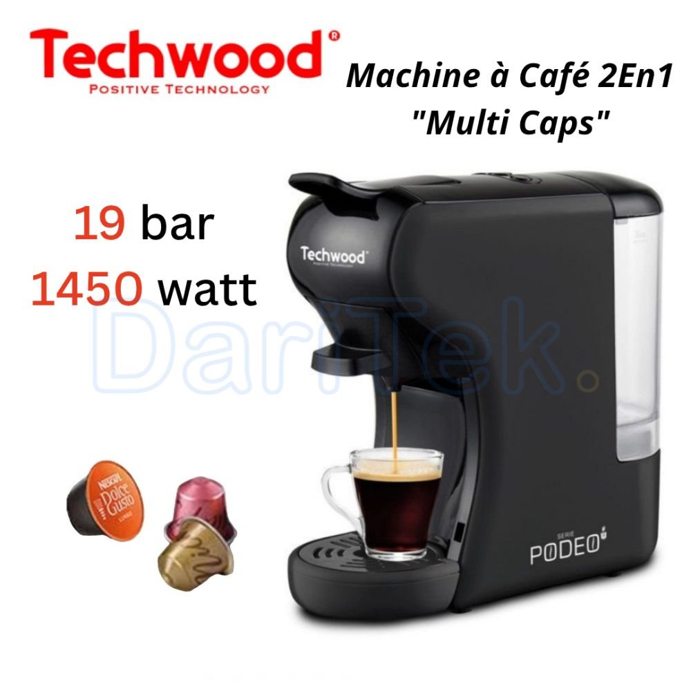 Machine À Café Techwood 2 En 1 Multi Caps 19 Bar 1450 W Noir - TCA196N