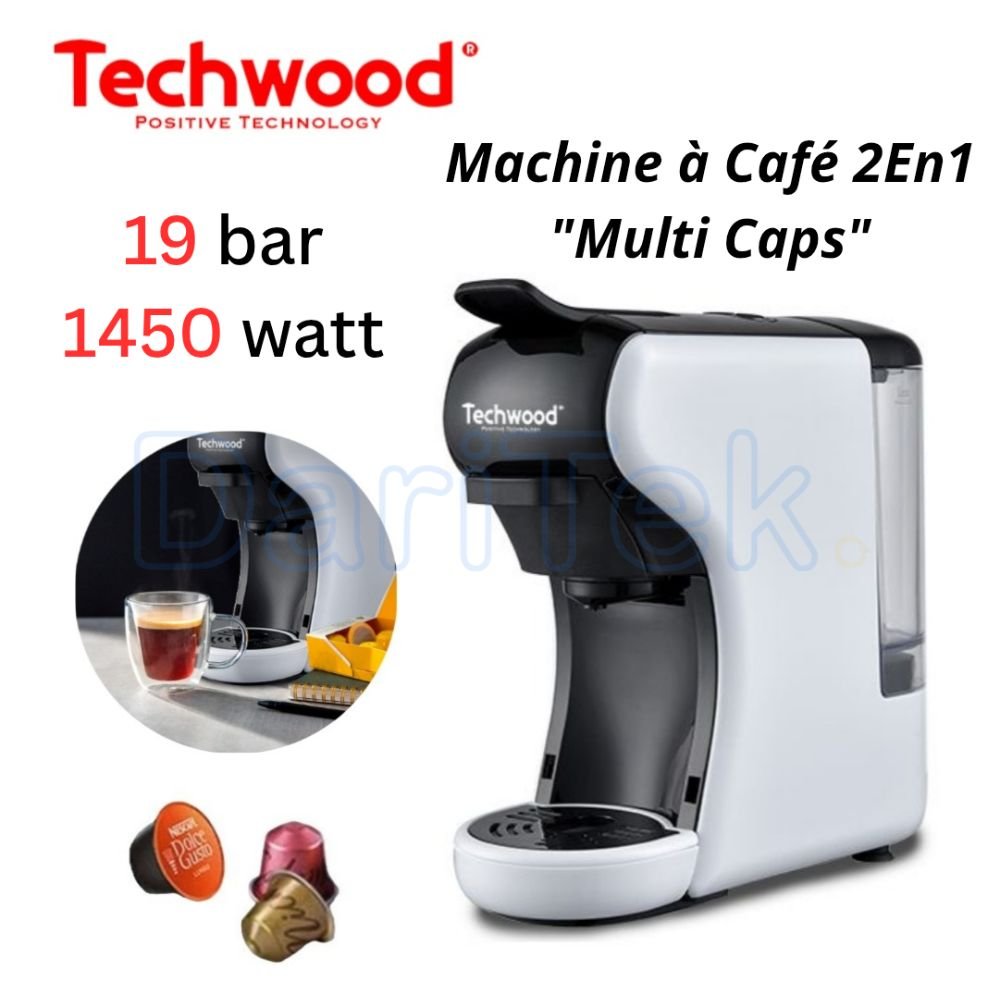 Machine À Café Techwood 2 En 1 Multi Caps 19 Bar 1450 W Blanc - TCA196N